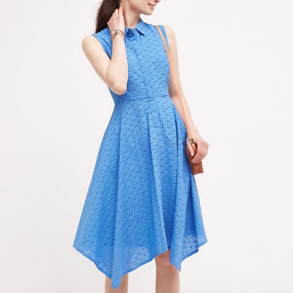 Anthropologie Dresses & Skirts - Anthropologie Market Shirtdress blue eyelet cotton